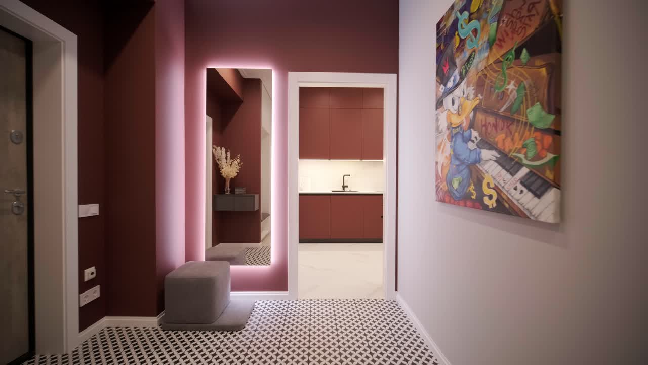 아파트의 현대적인 스타일리시 인테리어, 주택 인테리어를 위한 새로운 아파트 리모델링