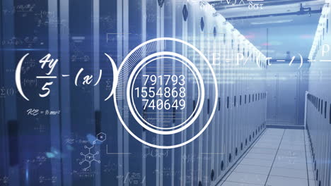 animación del procesamiento de datos matemáticos a través de servidores informáticos