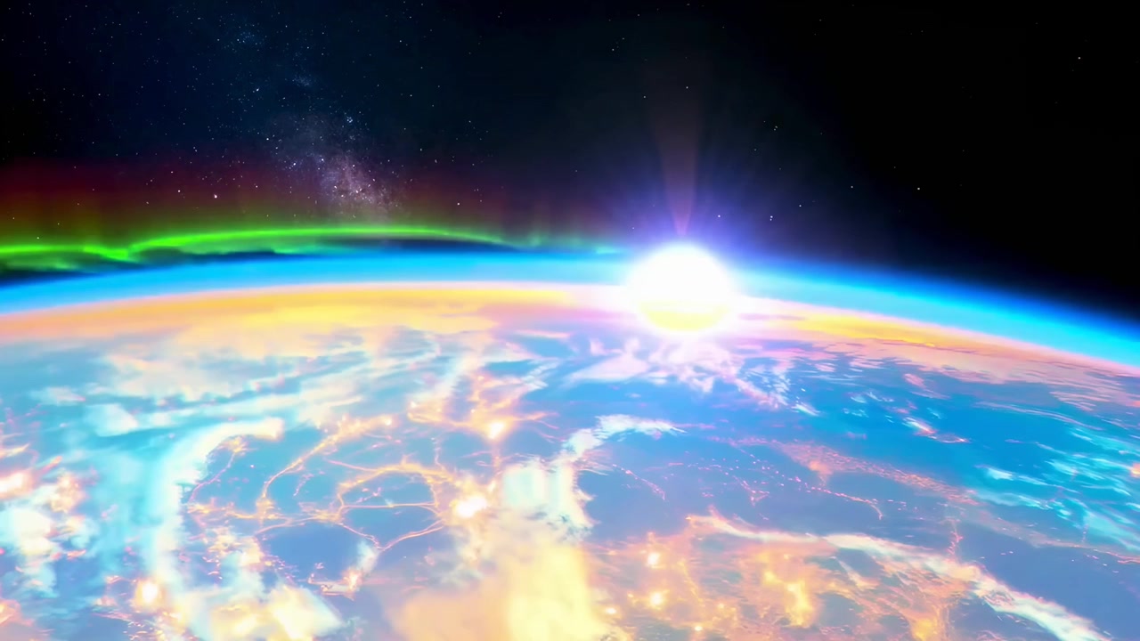 Stunning Sunrise Over Earth From Space With Aurora Borealis