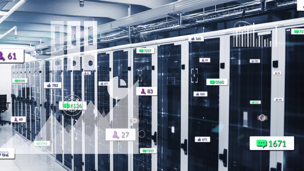 Animation of data processing over server room
