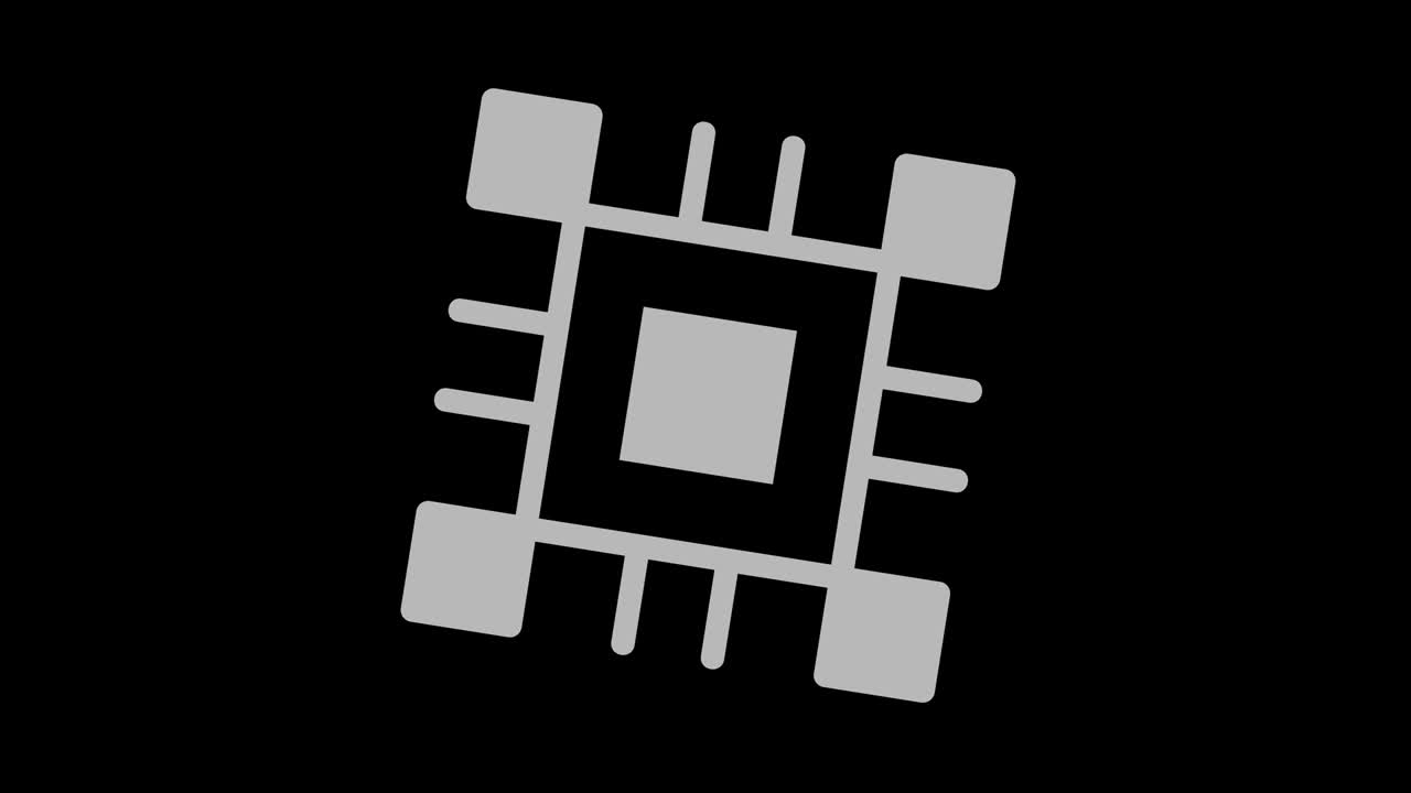 16:9 영상 형식으로 풀 스크린에서 중앙으로 사라지는 크기를 줄여 시계 방향으로 회전하는 스트로보스코픽 및 최면 효과를 가진 흑백 그래픽 객체