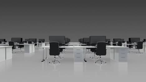empty office with desks and computers