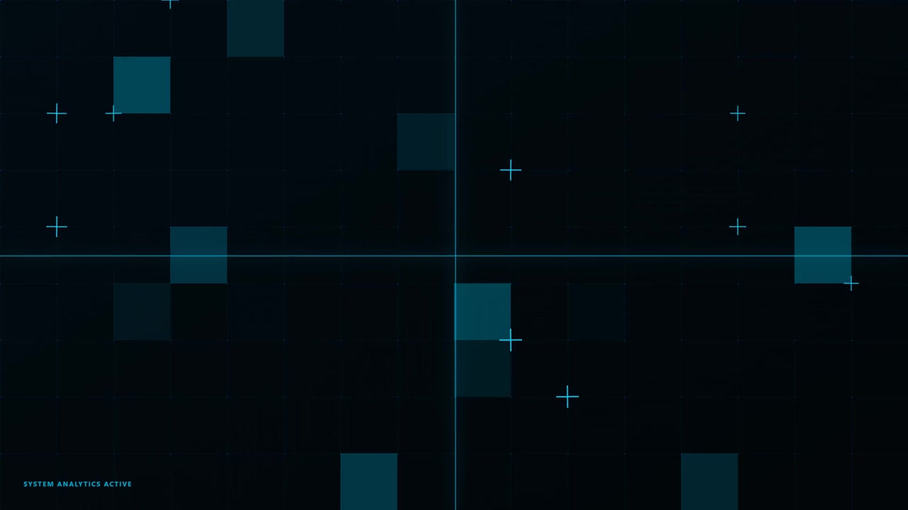 Digital Interface Background with Moving Geometric Squares and Grid Lines