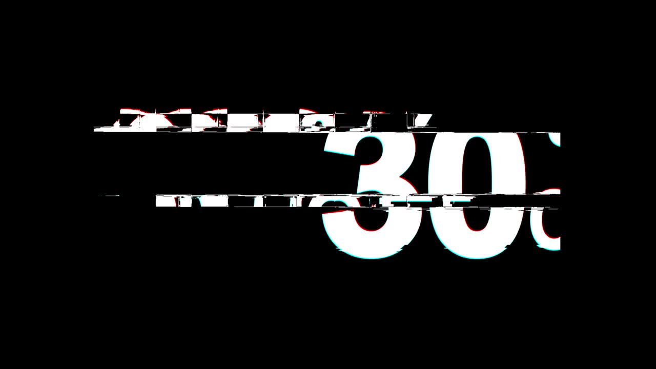 30% de descuento en los efectos de glitch, texto, distorsión de televisión digital, animación en bucle 4k.