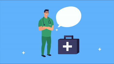 doctor with medical kit animation