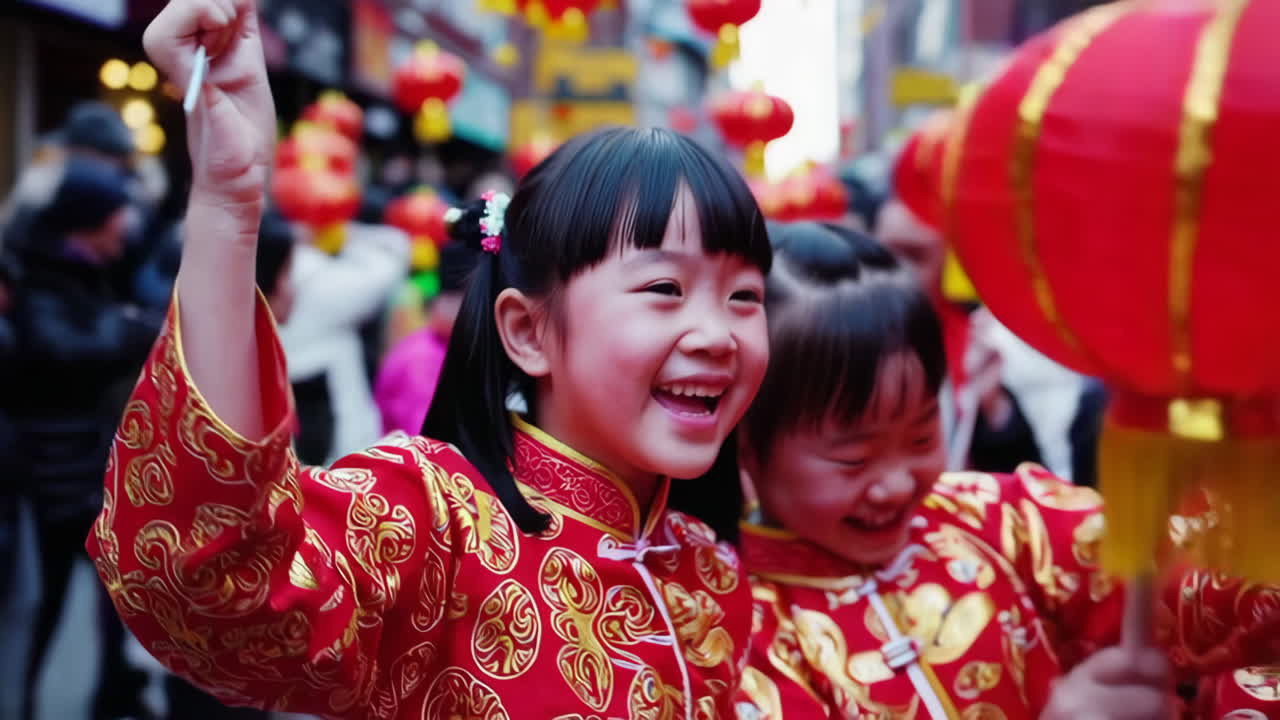 niños celebrando el año nuevo chino