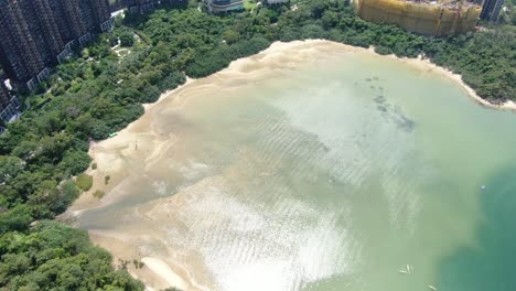 Aerial-view-of-Starfish-bay-skyline-in-,-Ma-On-Shan,-Hong-Kong