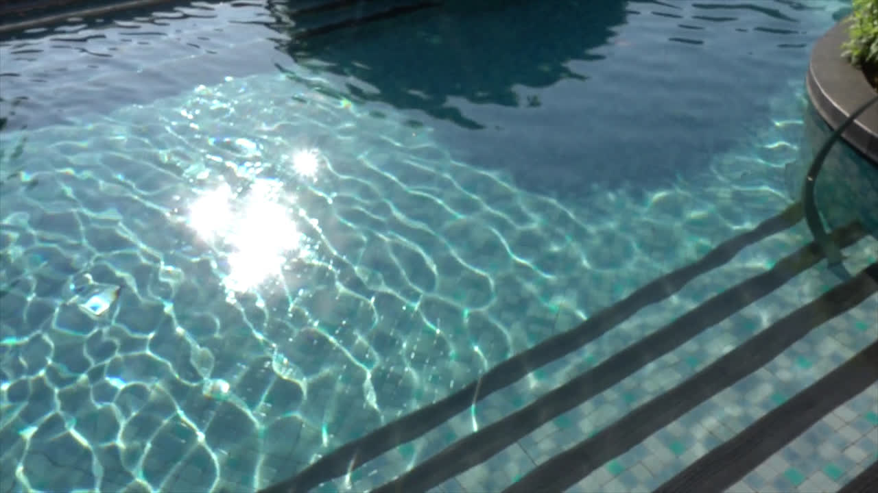 호텔 리조트의 정원 장식에 있는 아름다운 수영장