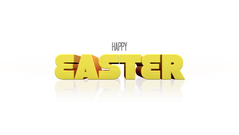 floating happy easter 3d text in playful yellow font