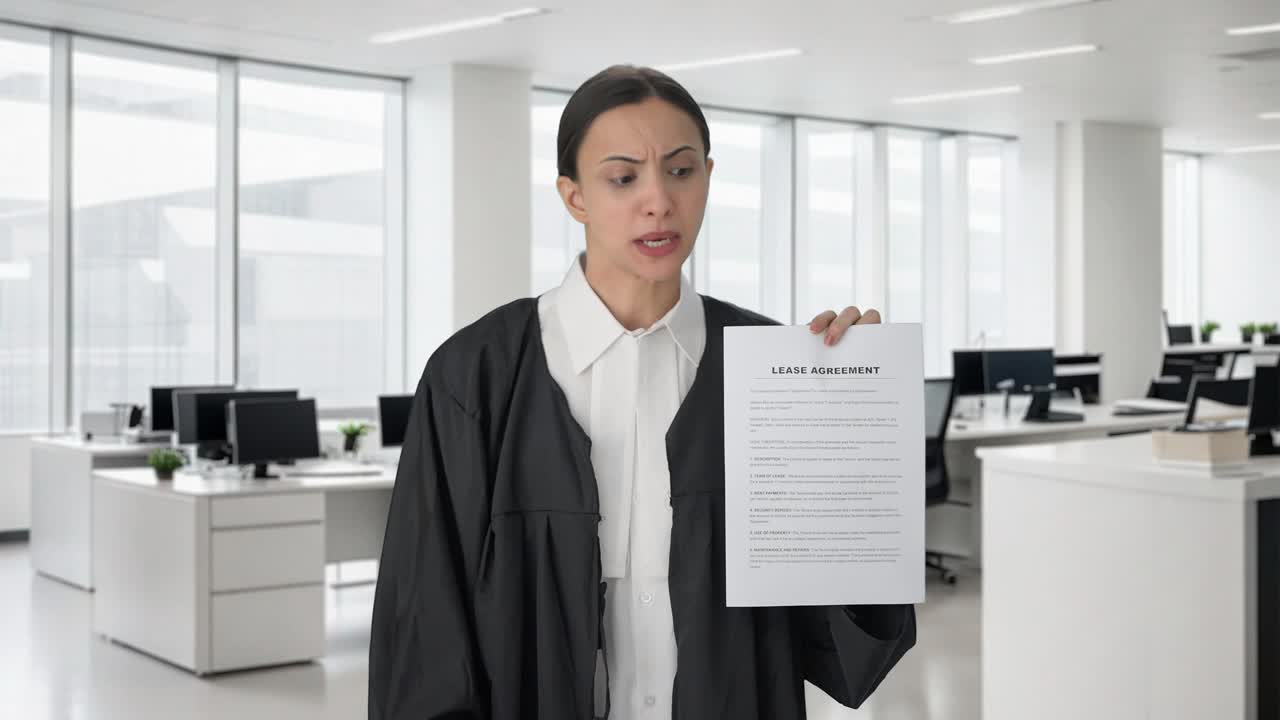 una abogada india enojada explicando el documento