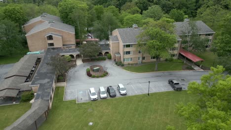 aerial drone view of apartment complex