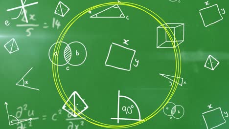 animation of moving mathematical formulas overgreen background