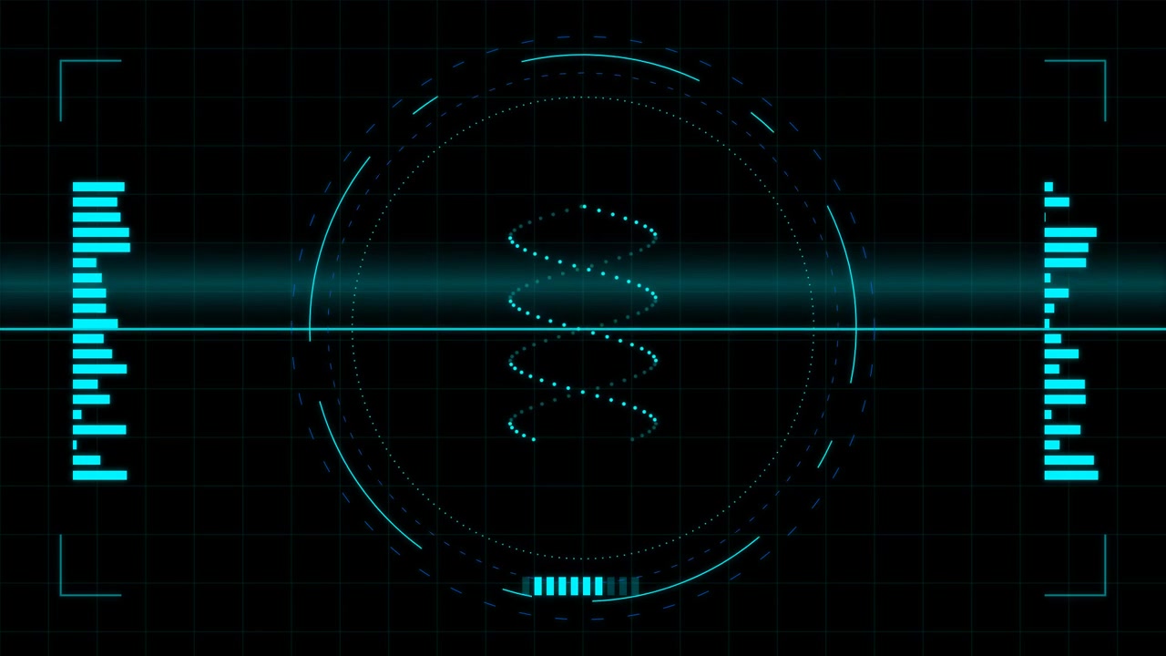 Digital DNA Helix Rotating in Futuristic HUD Interface