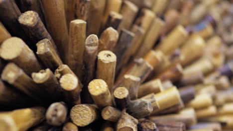 close-up view of wooden sticks