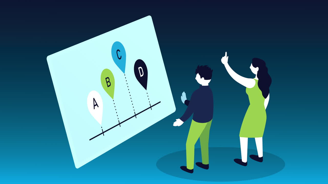 People interacting with a graphical timeline/choice selection