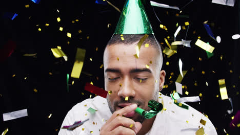 mixed race man confetti shower slow motion party photo booth