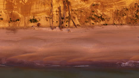 sandy baltic sea coast and dunes during sunset, aerial view