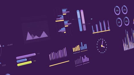 Animación-De-Estadísticas-Y-Procesamiento-De-Datos-Financieros-Sobre-Fondo-Morado