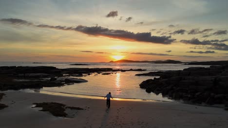 serene escape - woman walks towards ocean