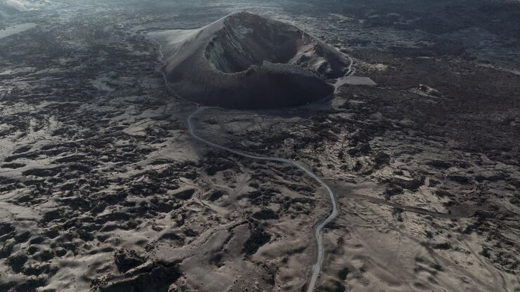 Volcanic Crater Aerial View