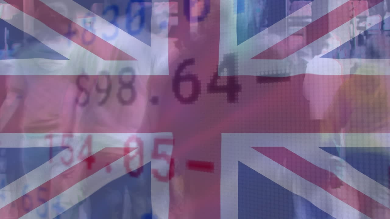 Animasjon av databehandling over Storbritannias flagg