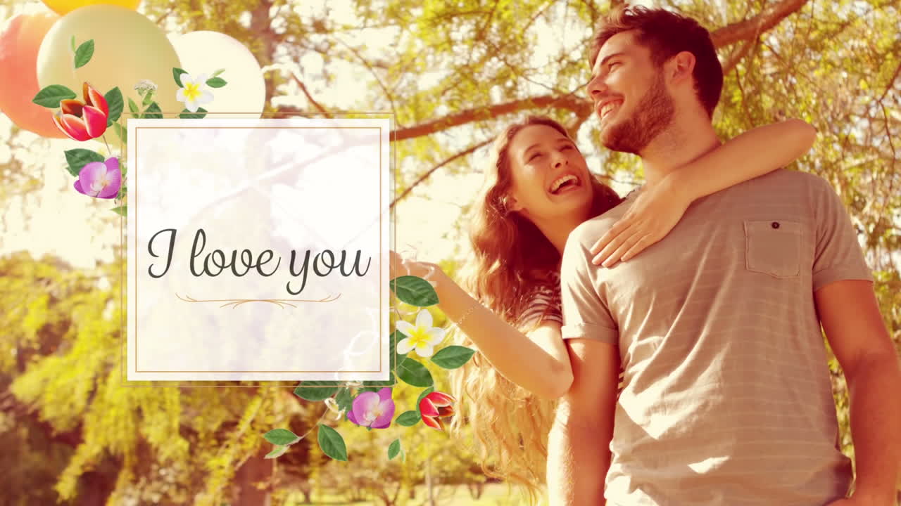 animación de i love you con una pareja enamorada en fondo negro