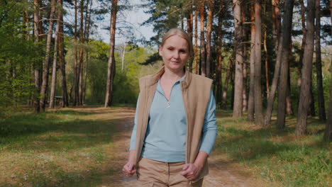 woman hiking in a forest