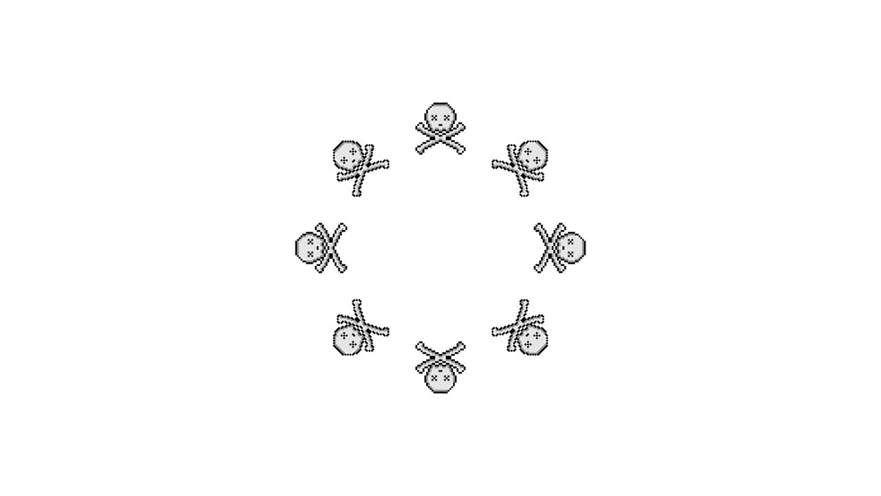 Pixel Art Skull Spinning Circle Animated Overlay Transparent 30fps (1)