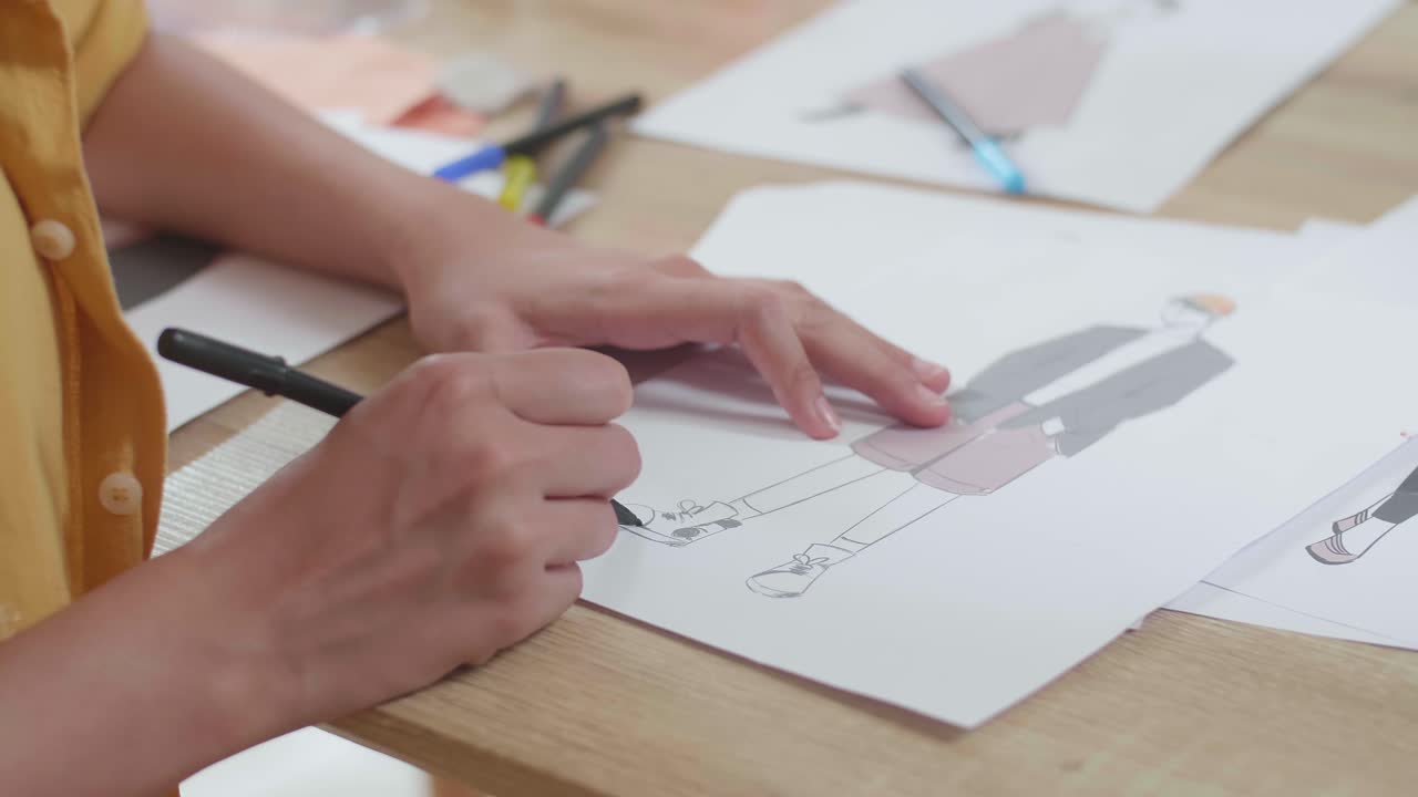 Fashion Designer Working on Sketches