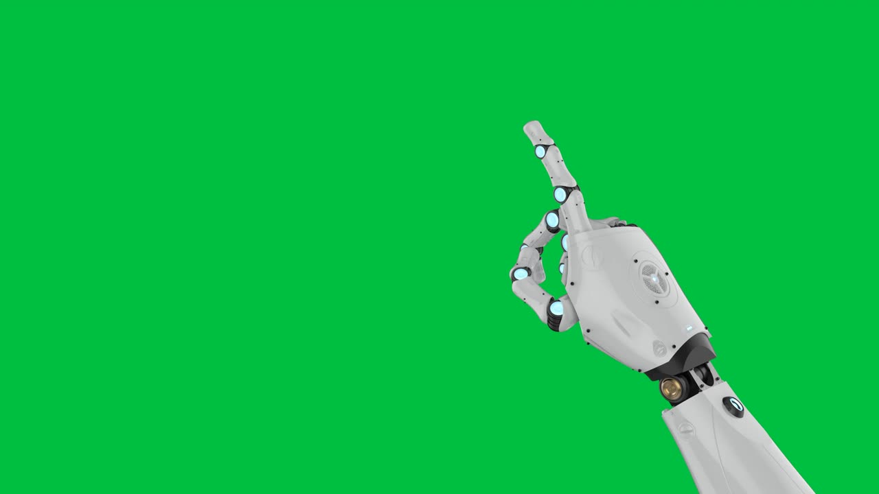 la mano del cyborg en la pantalla verde