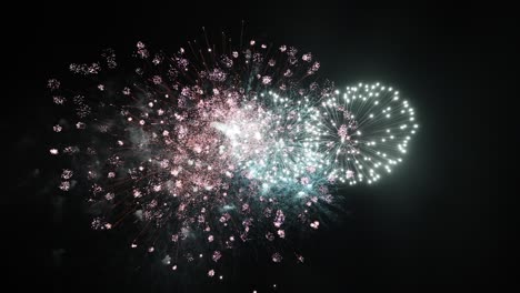 largo tiempo bucle sin fisuras de verdadero abstracto colorido espectáculo de fuegos artificiales festival en el cielo de fondo negro durante el día festivo nacional, fiesta de año nuevo 2022