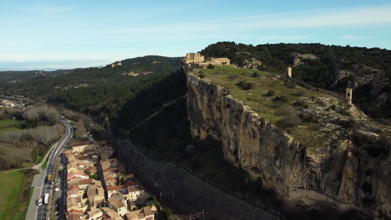 Castle on a Cliff Overlooking a Village