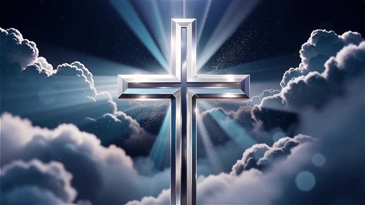 Christian Cross Heavenly Light Worship Background