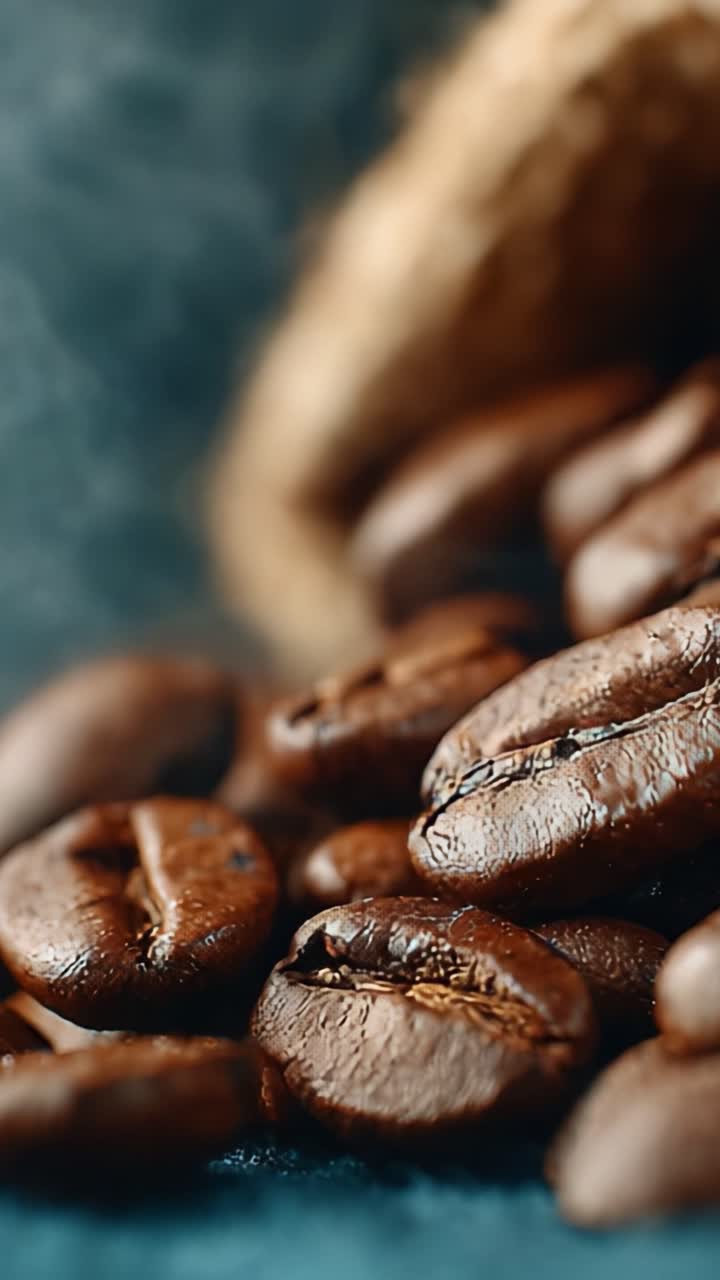 Aromatiske kaffebønner tæt på: Oplev den rige tekstur og uimodståelige aroma af friskristede kaffebønner fanget i forbløffende detaljer