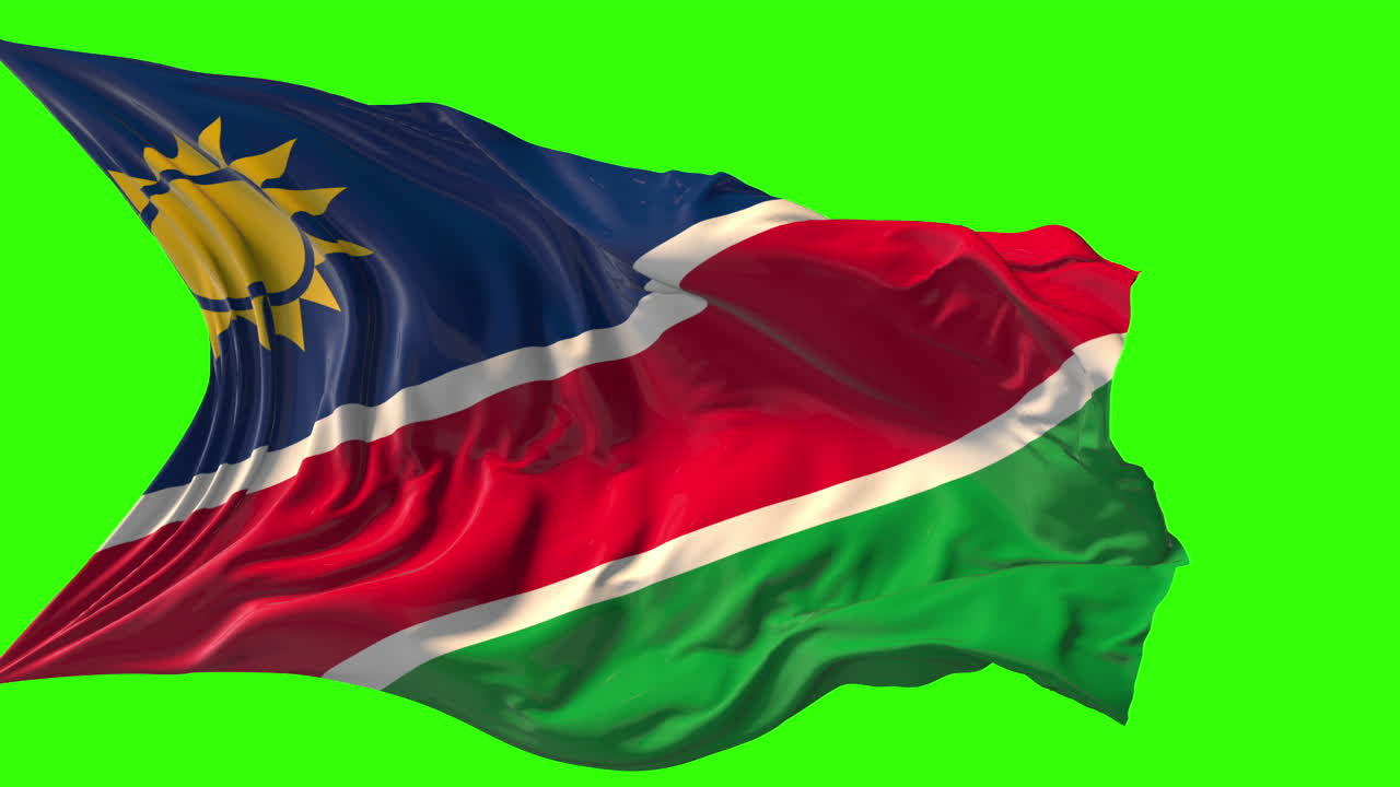 Waving Flag of Namibia on Green Screen