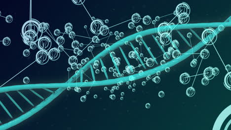 Animation-of-dna-strand-and-network-of-connections-with-icons