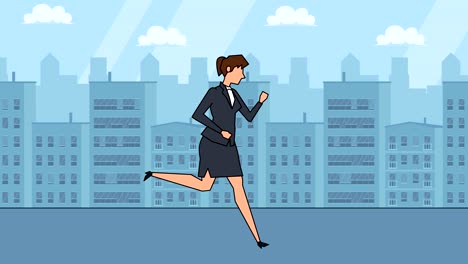 flat cartoon businesswoman character run cycle animation