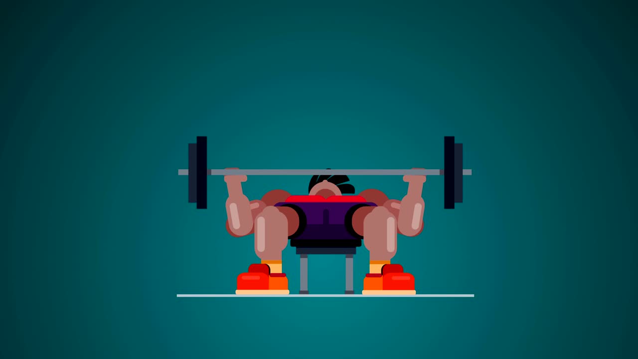 2d иллюстрация и анимация цикл спортсмен делает подъем тяжестей простой плоской анимации