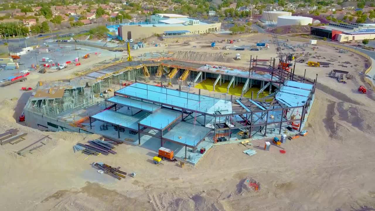 sitio de construcción de la arena de hockey de las vegas - panorámica aérea