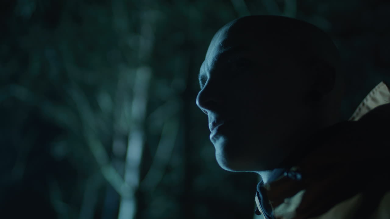 Man in the Woods at Night