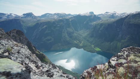 Vatnefjorden-Inlet-As-Seen-From-The-Mountain-Peak-Of-Katthamaren-In-Alesund,-Norway