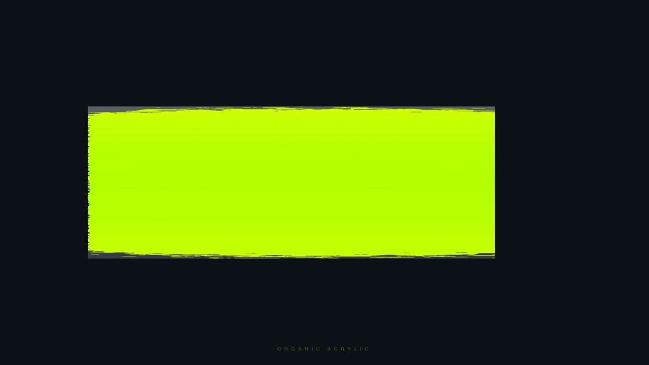 Trazo animado de pintura acrílica verde lima expandiéndose sobre fondo oscuro