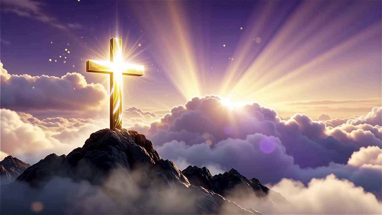 Christian Cross Heavenly Light Worship Background