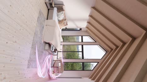tranquil bedroom overlooking nature with ethereal lighting vertical