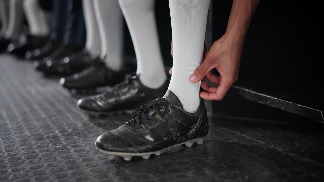 Soccer players with cleats and white socks