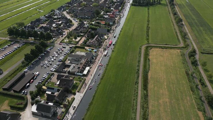 Dutch Village Canal Scene from Above