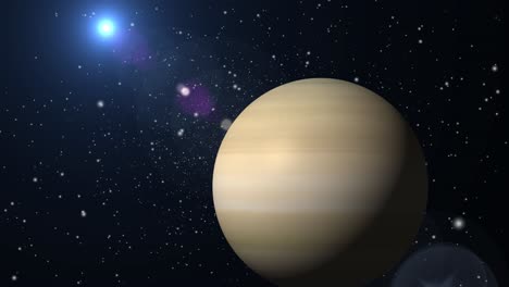 planets like saturn move with a bright light in space