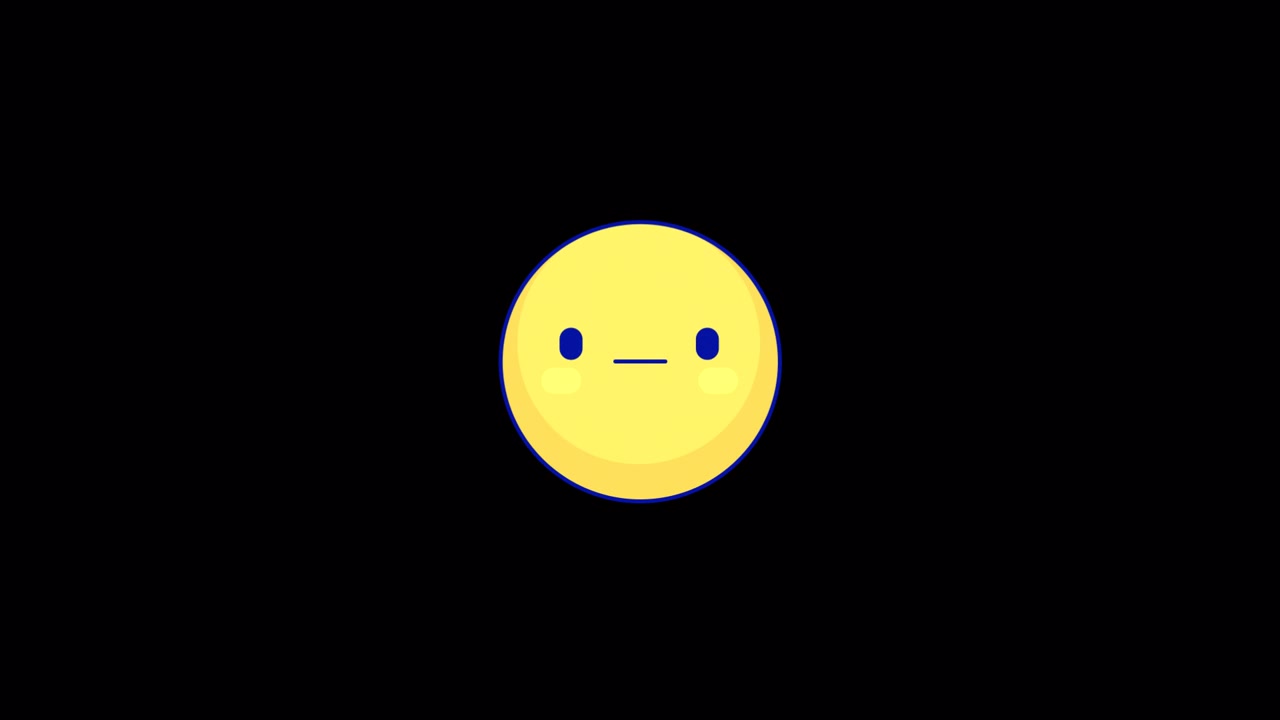 Animated Yellow Face with Blank Expression on Black Background