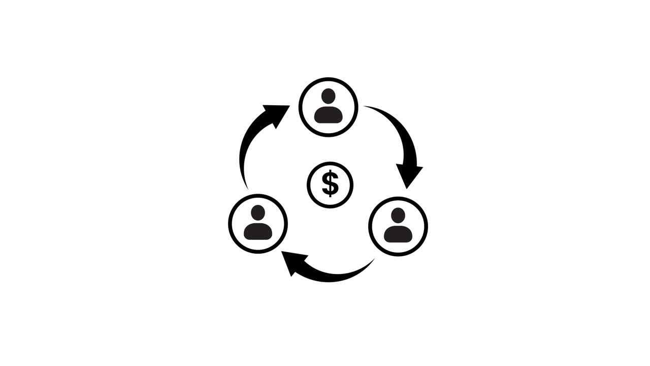Online collaboration with money and people animation isolated on white background
