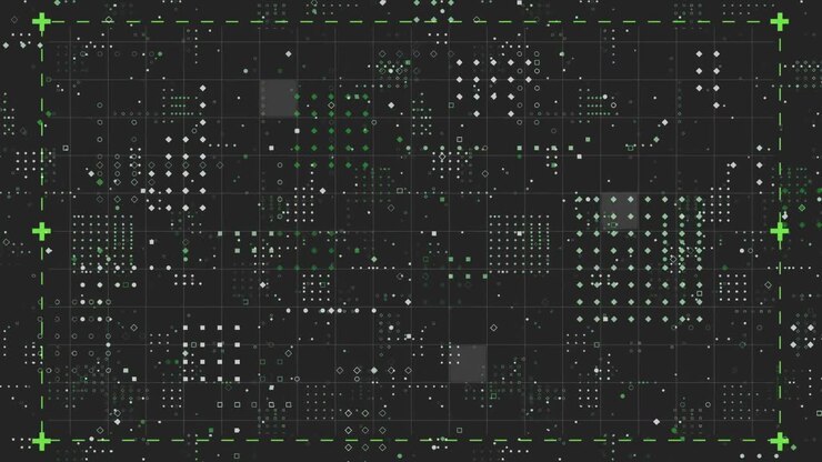 Dots forming square against black background